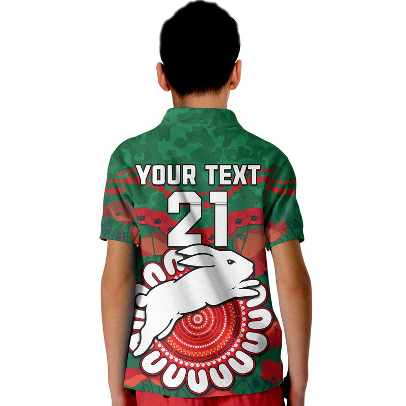 (Custom Personalised) Rabbitohs Rugby ANZAC Polo Shirt Camouflage Poppy LT9 - Vibe Hoodie Shop