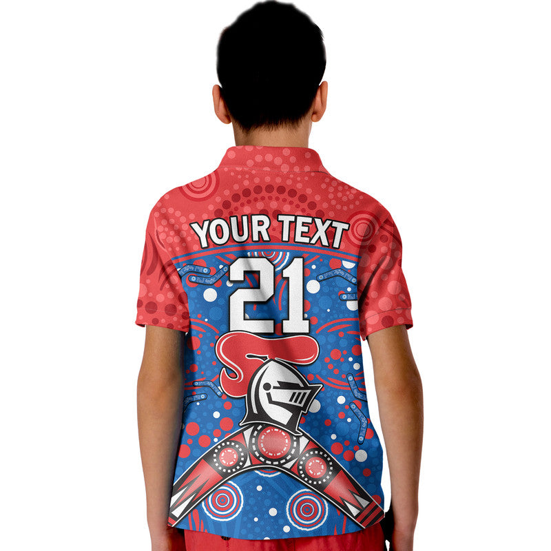 (Custom Personalised) Knights Rugby Polo Shirt Novocastrians Boomerang Indigenous Dots LT9 - Vibe Hoodie Shop