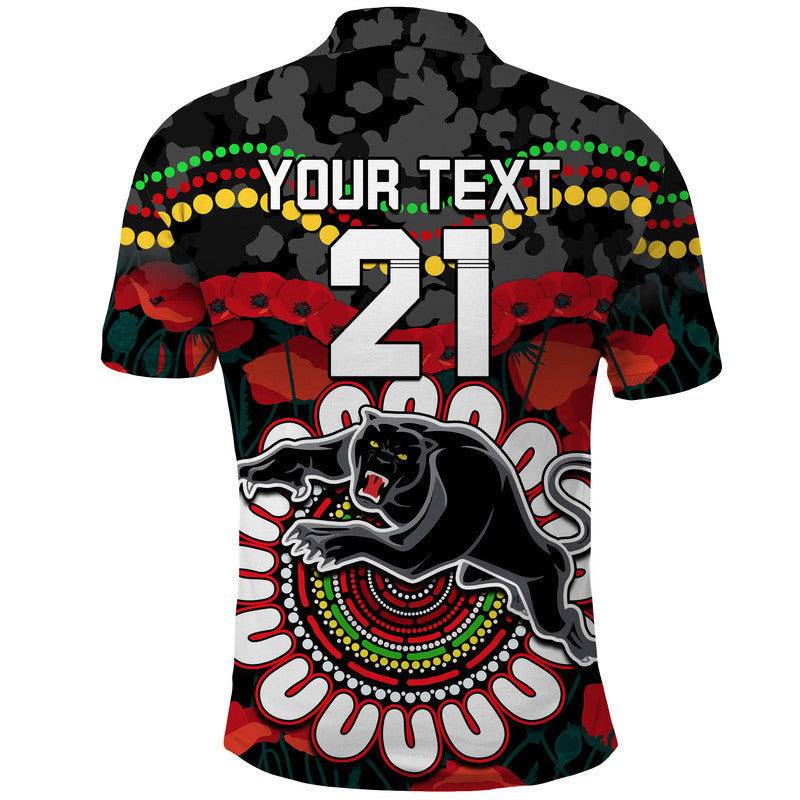 (Custom Personalised) Panthers Rugby ANZAC Polo Shirt Camouflage Poppy LT9 - Vibe Hoodie Shop