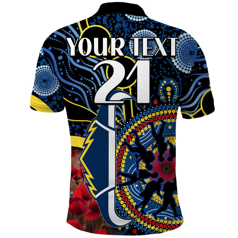 (Custom Personalised) Cowboys Rugby ANZAC Polo Shirt Aboriginal Military and Poppy Flowers LT9 - Vibe Hoodie Shop