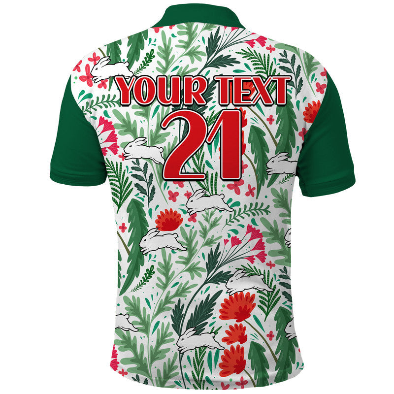 (Custom Personalised) Rabbitohs Poppy Flowers Field Polo Shirt LT9 - Vibe Hoodie Shop