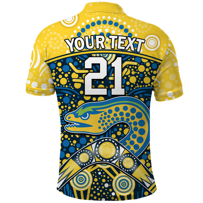 (Custom Personalised) Parramatta Eels Rugby Polo Shirt Boomerang Indigenous Dots LT9 - Vibe Hoodie Shop