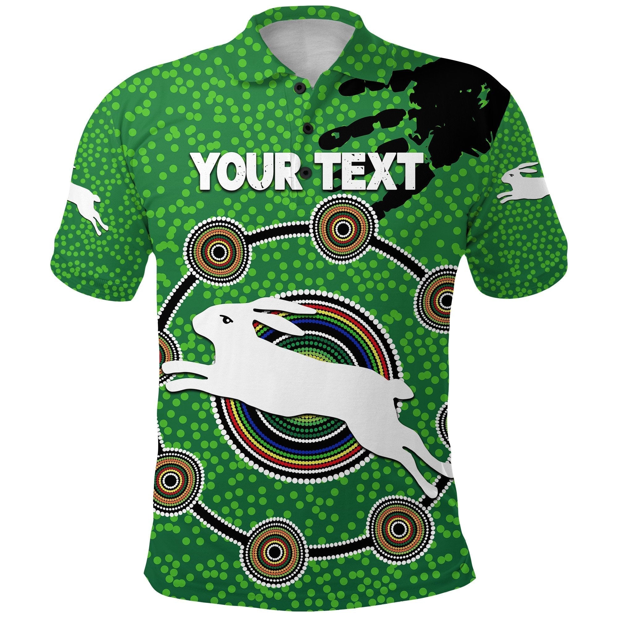 (Custom Personalised) NAIDOC Rabbitohs Polo Shirt Aboriginal Vibes No.1 - Vibe Hoodie Shop