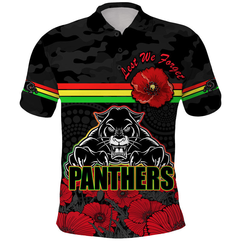 Panthers Rugby ANZAC Polo Shirt Angry Panther Camouflage With Poppy LT9 - Vibe Hoodie Shop