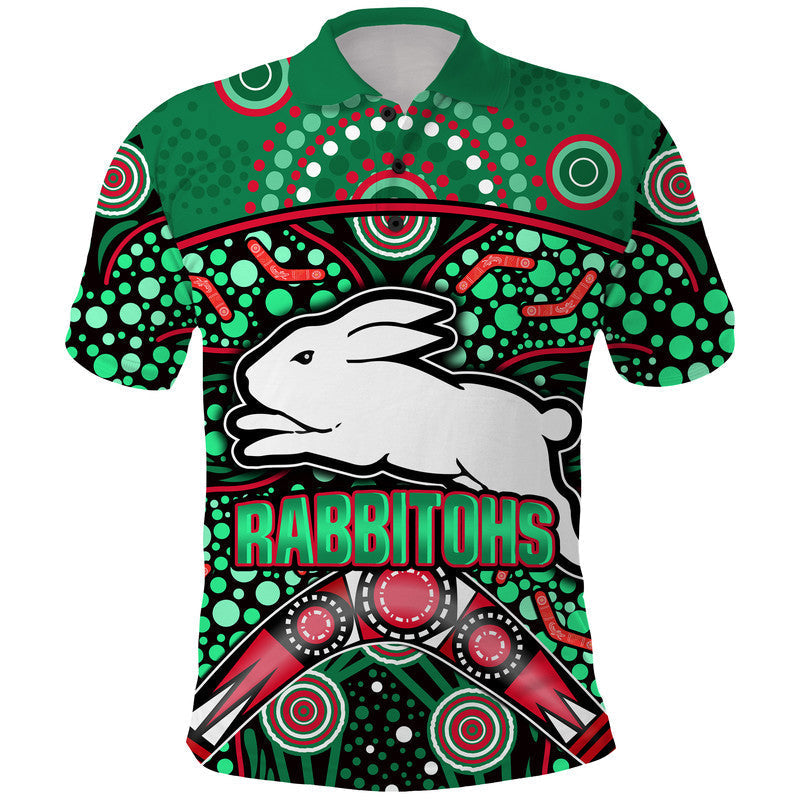 South Sydney Indigenous Rabbitohs Dot Art Style Polo Shirt LT9 - Vibe Hoodie Shop