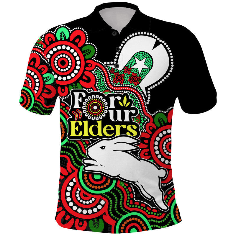 (Custom Personalised) Rabbitohs Rugby Polo Shirt NAIDOC Torres Strait For Our Elders LT9 - Vibe Hoodie Shop