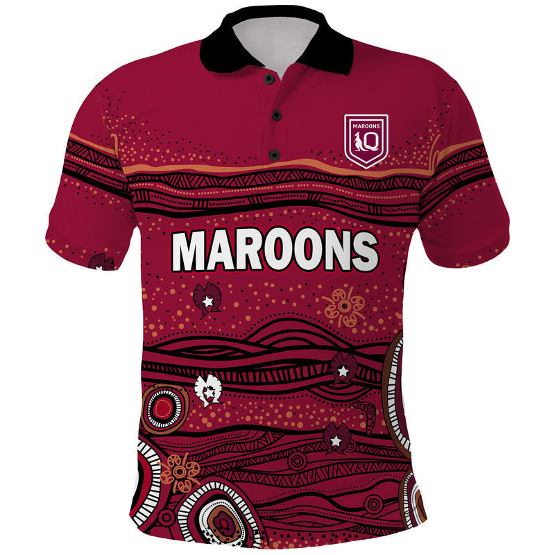 QLD Maroons Rugby Polo Shirt Indigenous LT9 - Vibe Hoodie Shop