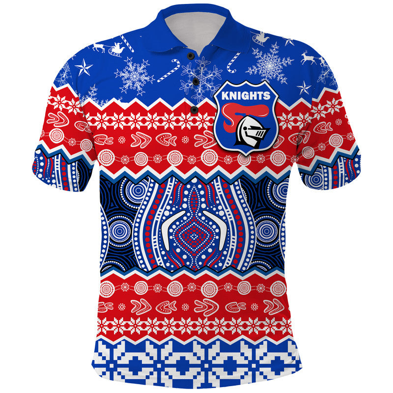 Knights Aboriginal Rugby Novocastrians Christmas Vibe Polo Shirt LT9 - Vibe Hoodie Shop