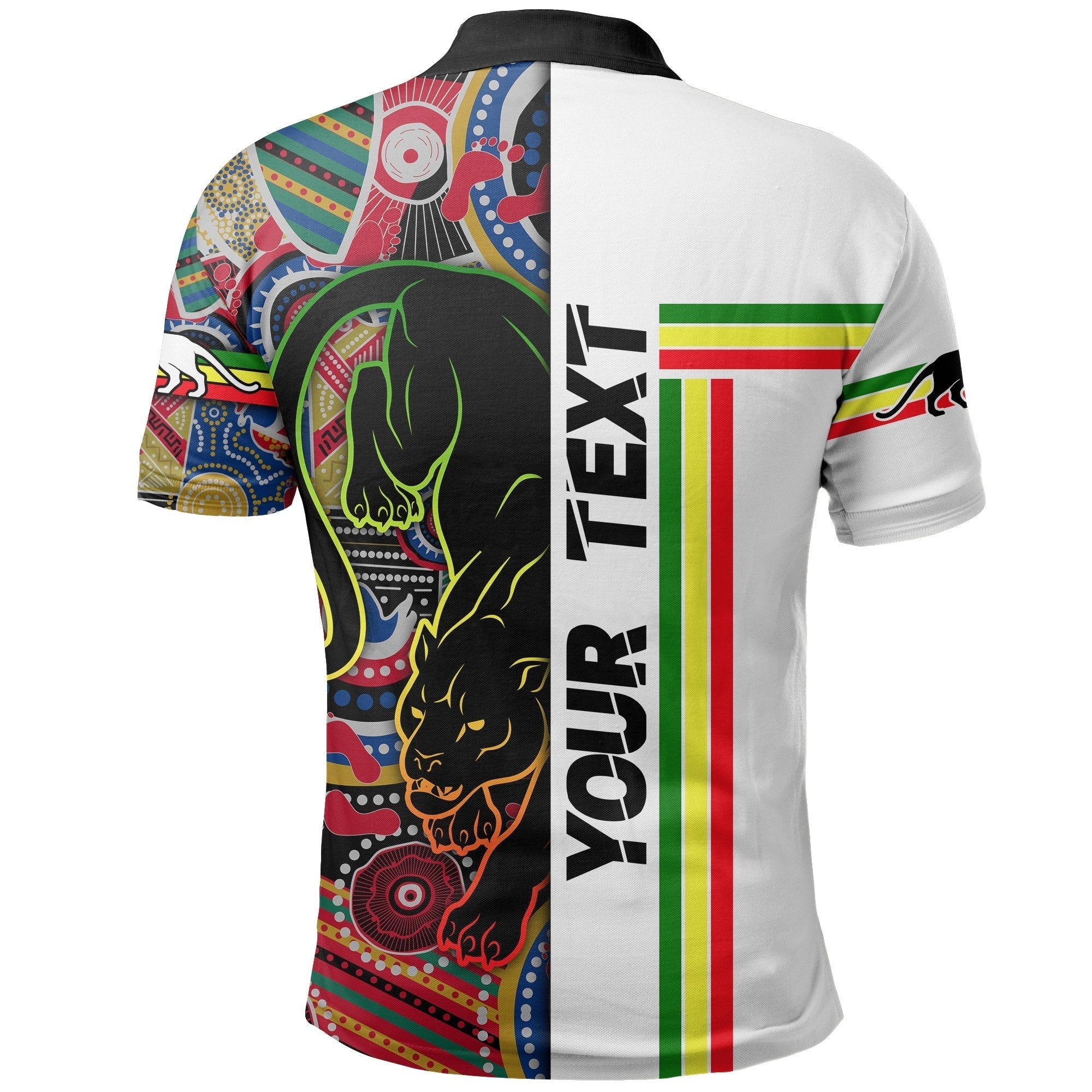(Custom Personalised) Panthers Black NAIDOC Week Polo Shirt Power Style - Vibe Hoodie Shop