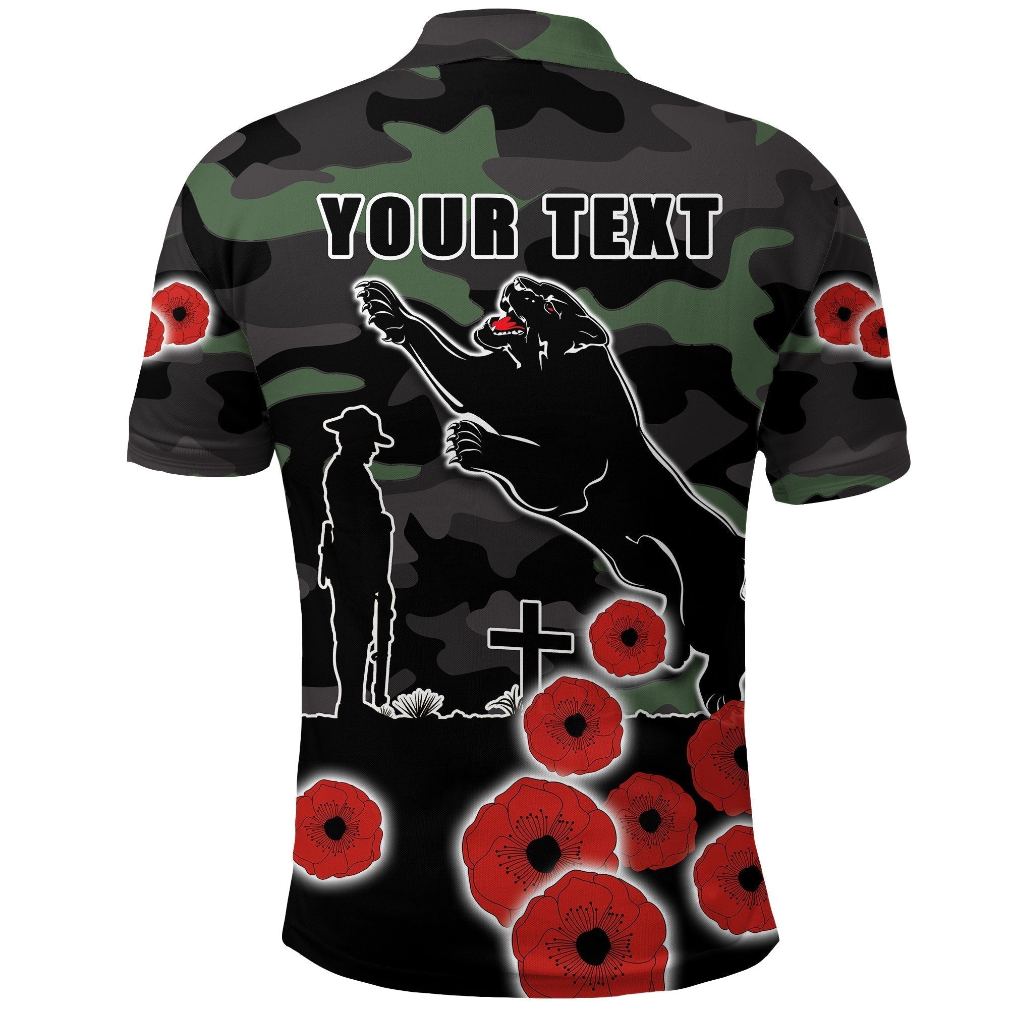 (Custom Personalised) Panthers ANZAC Day Polo Shirt Simple Poppy - Vibe Hoodie Shop