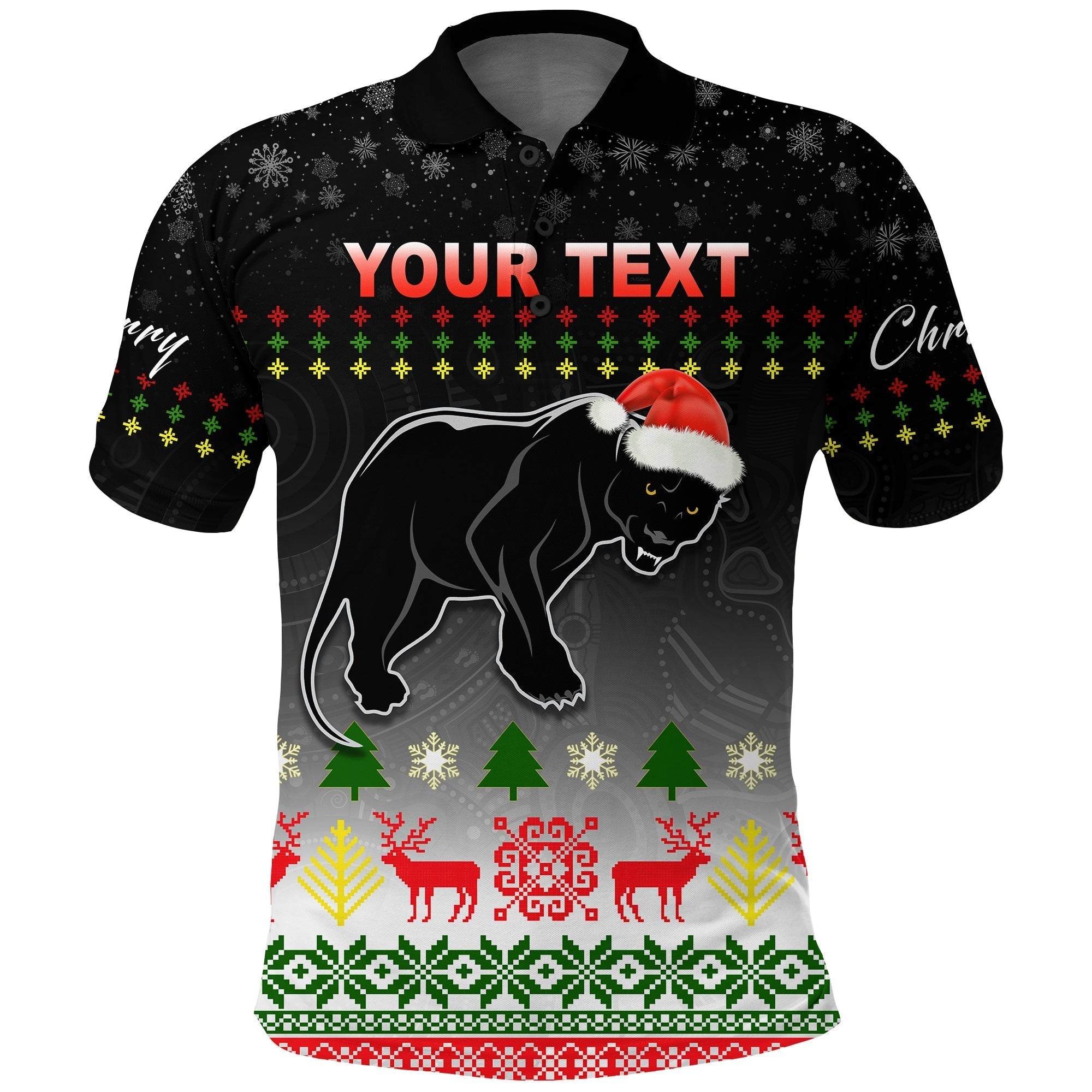 (Custom Personalised) Penrith Panthers Polo Shirt Merry Christmas 2021 Indigenous - Vibe Hoodie Shop