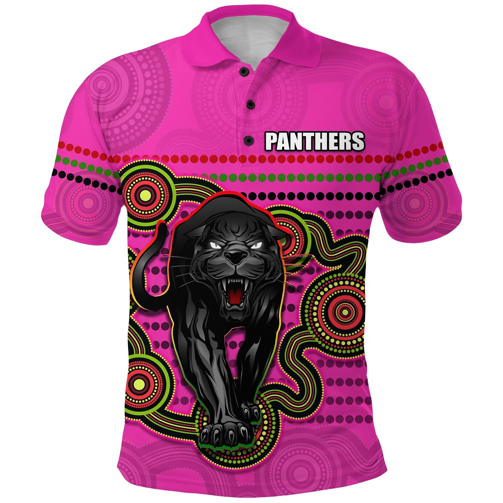 (Custom Personalised) Panthers Indigenous Polo Shirt Version Pink Alternate - Vibe Hoodie Shop