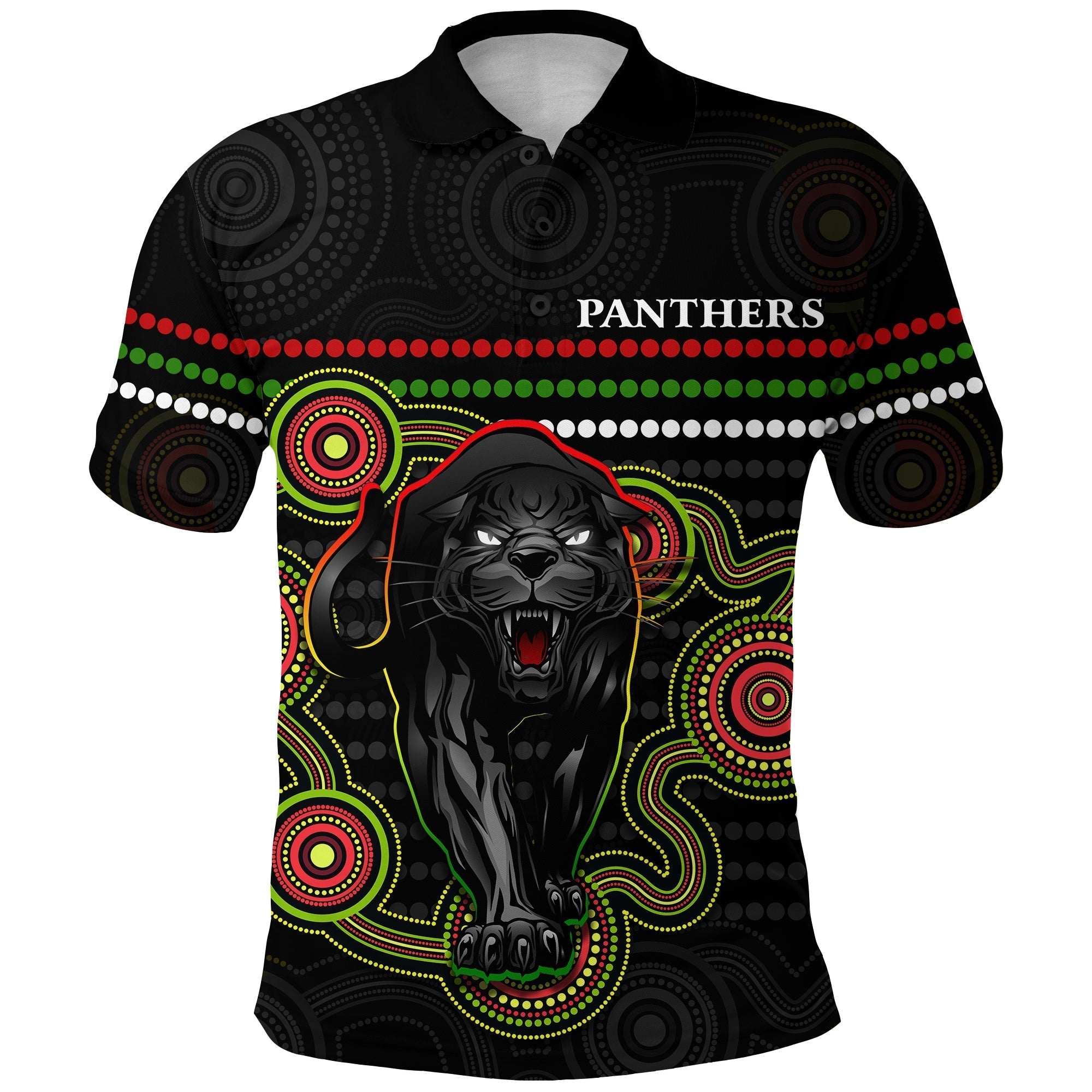 (Custom Personalised) Panthers Indigenous Polo Shirt Version Black Alternate - Vibe Hoodie Shop