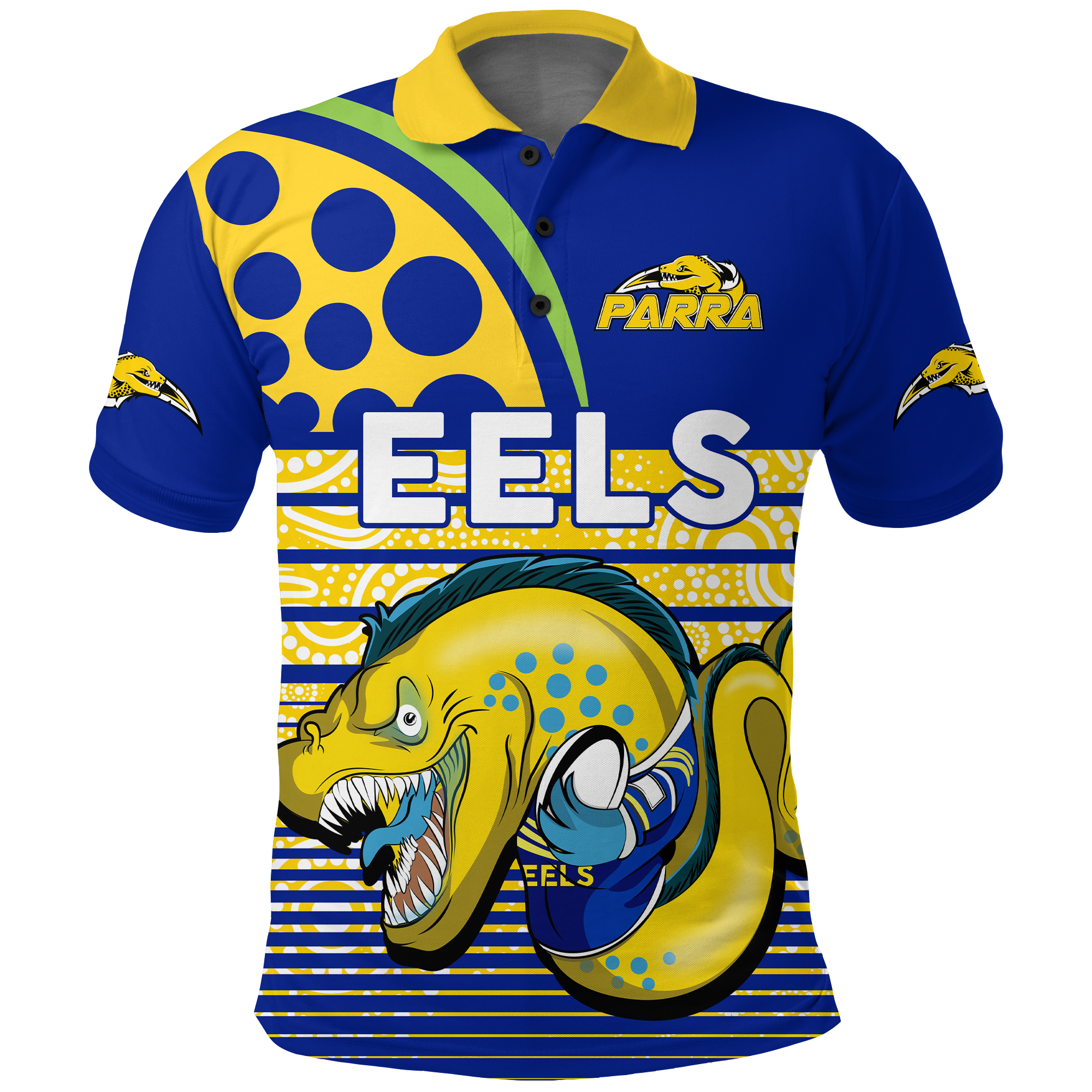 Eels Rugby Parra Aboriginal Blue And Gold Polo Shirt - - Vibe Hoodie Shop