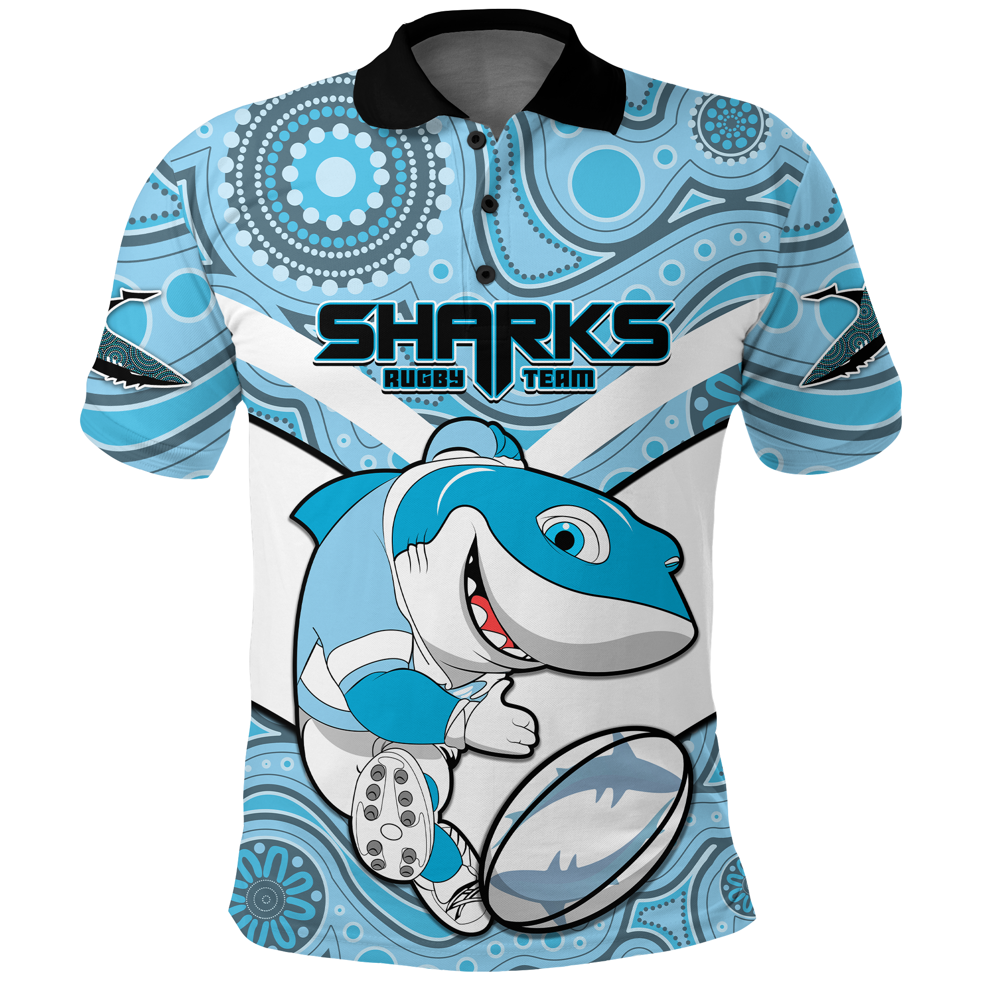 (Custom Personalised) Sharks Rugby Cronulla Australian Aboriginal Polo Shirt - - Vibe Hoodie Shop