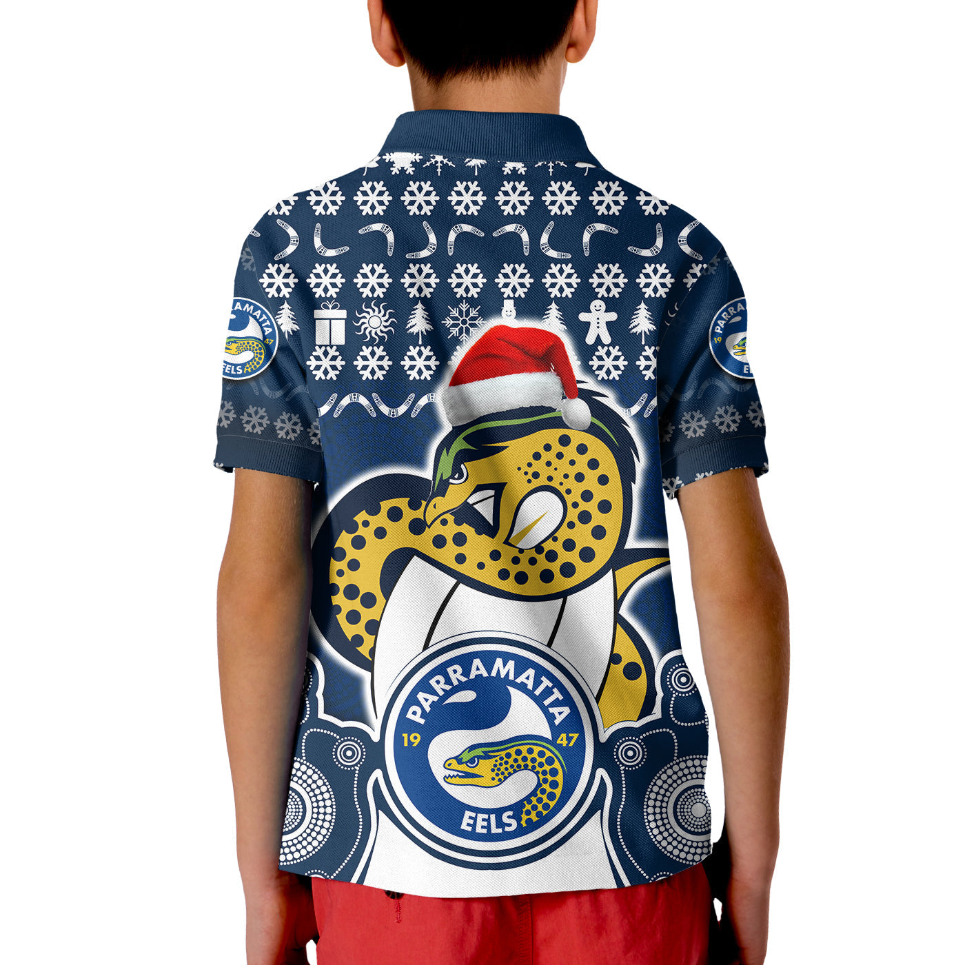 Parramatta Eels Christmas Vibe With Aboriginal Dot Panting Style Polo Shirt LT9 - Vibe Hoodie Shop