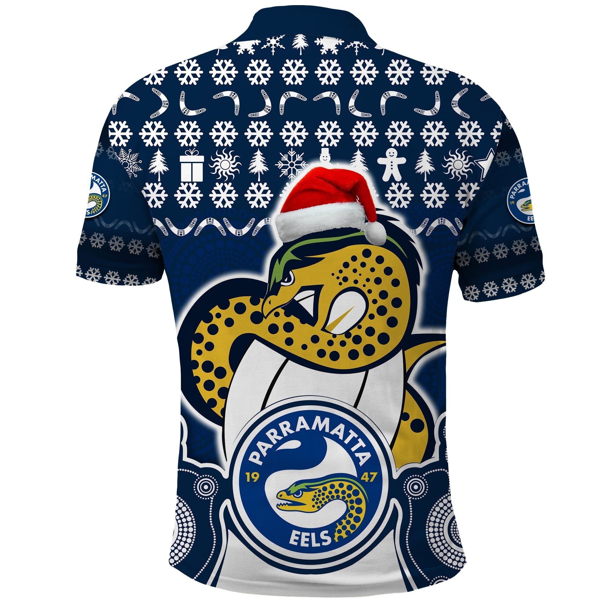 Parramatta Eels Christmas Vibe With Aboriginal Dot Panting Style Polo Shirt LT9 - Vibe Hoodie Shop