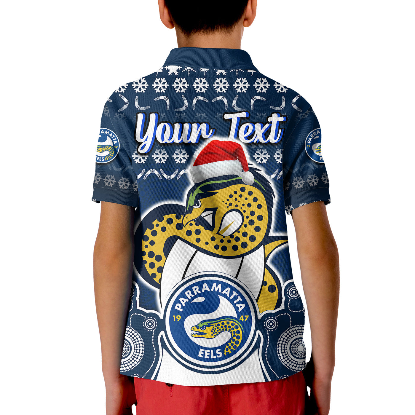 (Custom Personalised) Parramatta Eels Christmas Vibe With Aboriginal Dot Panting Style Polo Shirt LT9 - Vibe Hoodie Shop