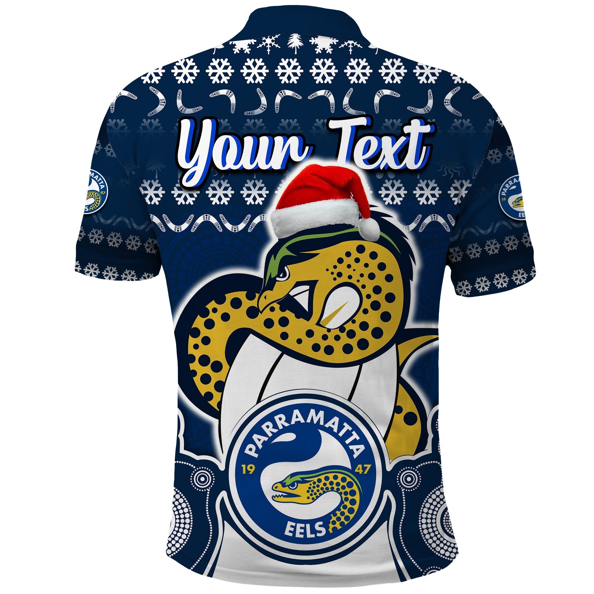 (Custom Personalised) Parramatta Eels Christmas Vibe With Aboriginal Dot Panting Style Polo Shirt LT9 - Vibe Hoodie Shop