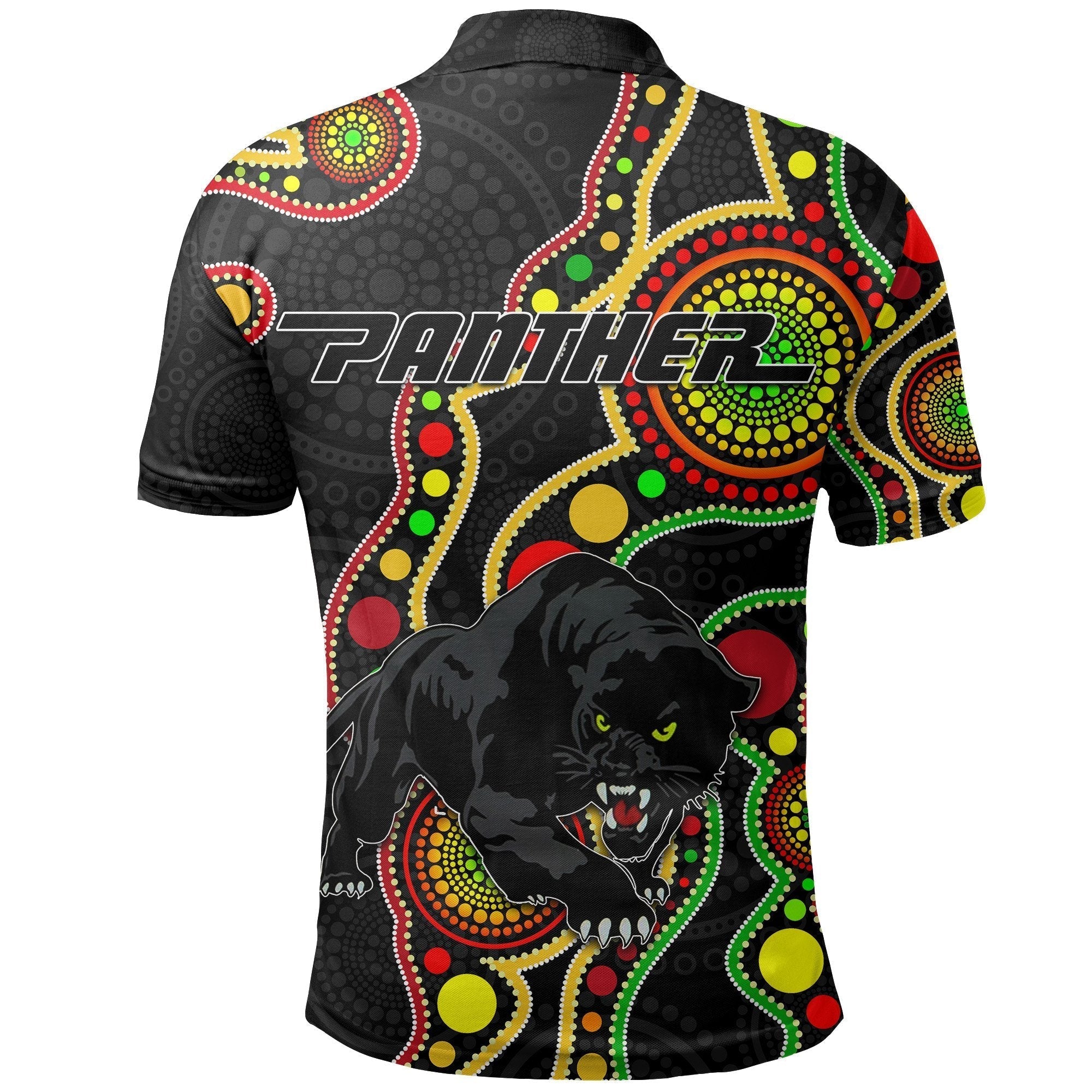 Penrith Polo Shirt Black Panthers Indigenous - Vibe Hoodie Shop