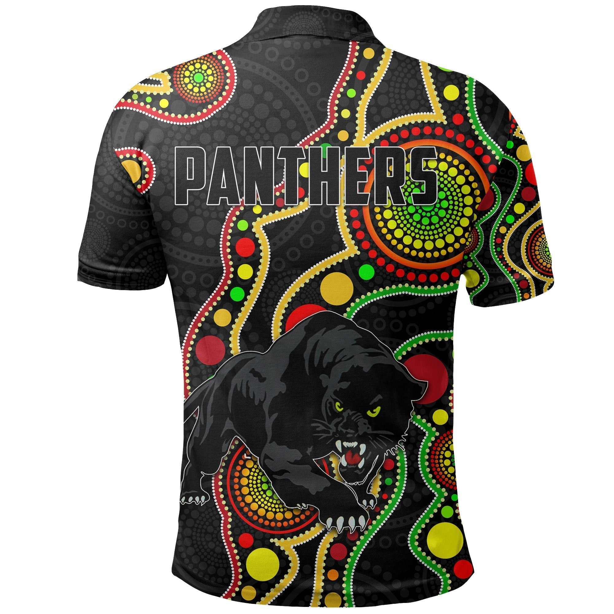 (Custom Personalised) Penrith Polo Shirt Black Panthers Indigenous - Vibe Hoodie Shop