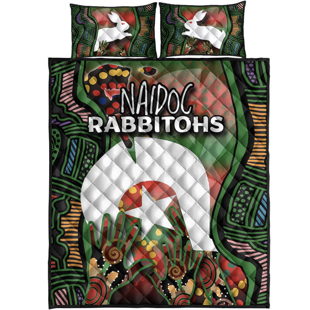 NAIDOC Rabbitohs Quilt Bed Set Torres Strait Islanders - Vibe Hoodie Shop