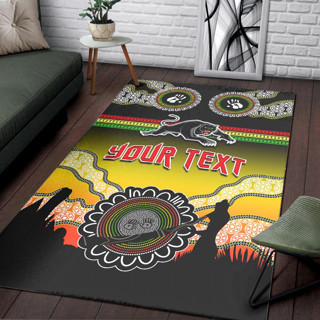 (Custom Personalised) Panthers Area Rug Go The Mighty Penrith Aboriginal - Vibe Hoodie Shop