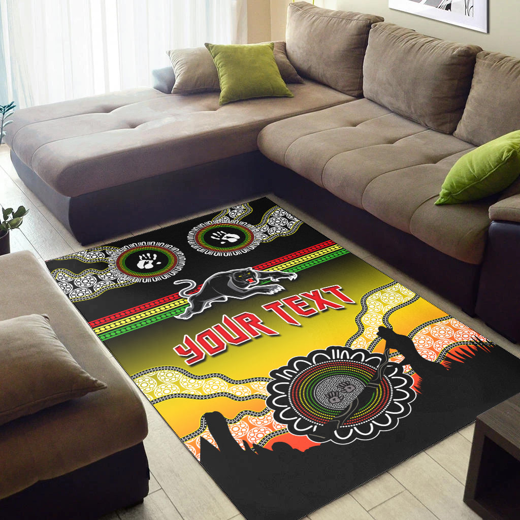 (Custom Personalised) Panthers Area Rug Go The Mighty Penrith Aboriginal - Vibe Hoodie Shop