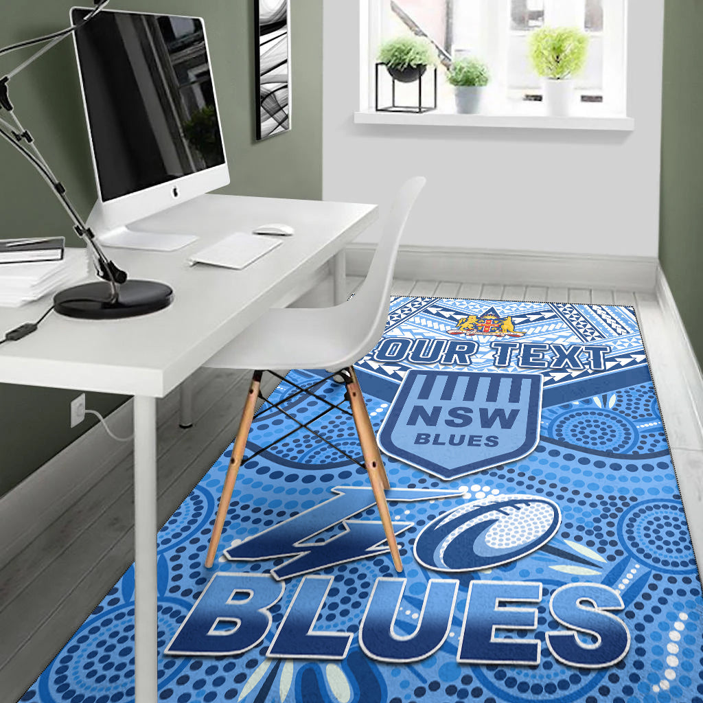 (Custom Personalised) NSW Blues Area Rug Aboriginal and Polynesia Admirable - Vibe Hoodie Shop