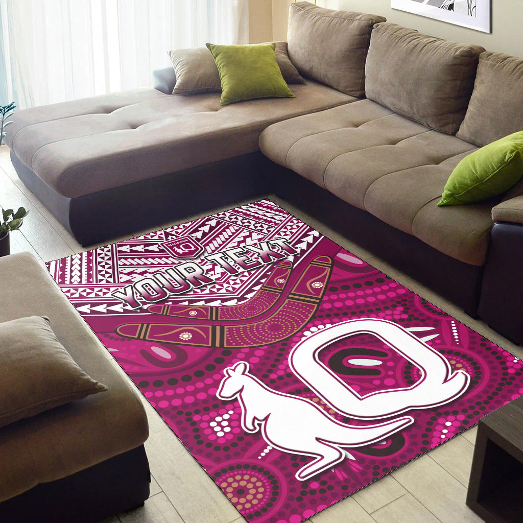 (Custom Personalised) QLD Maroons Area Rug Aboriginal and Polynesia Admirable - Vibe Hoodie Shop