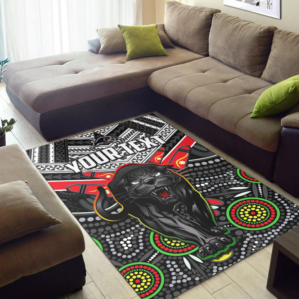 (Custom Personalised) Panthers Rugby Area Rug Aboriginal and Polynesia Penrith The Riff - Vibe Hoodie Shop