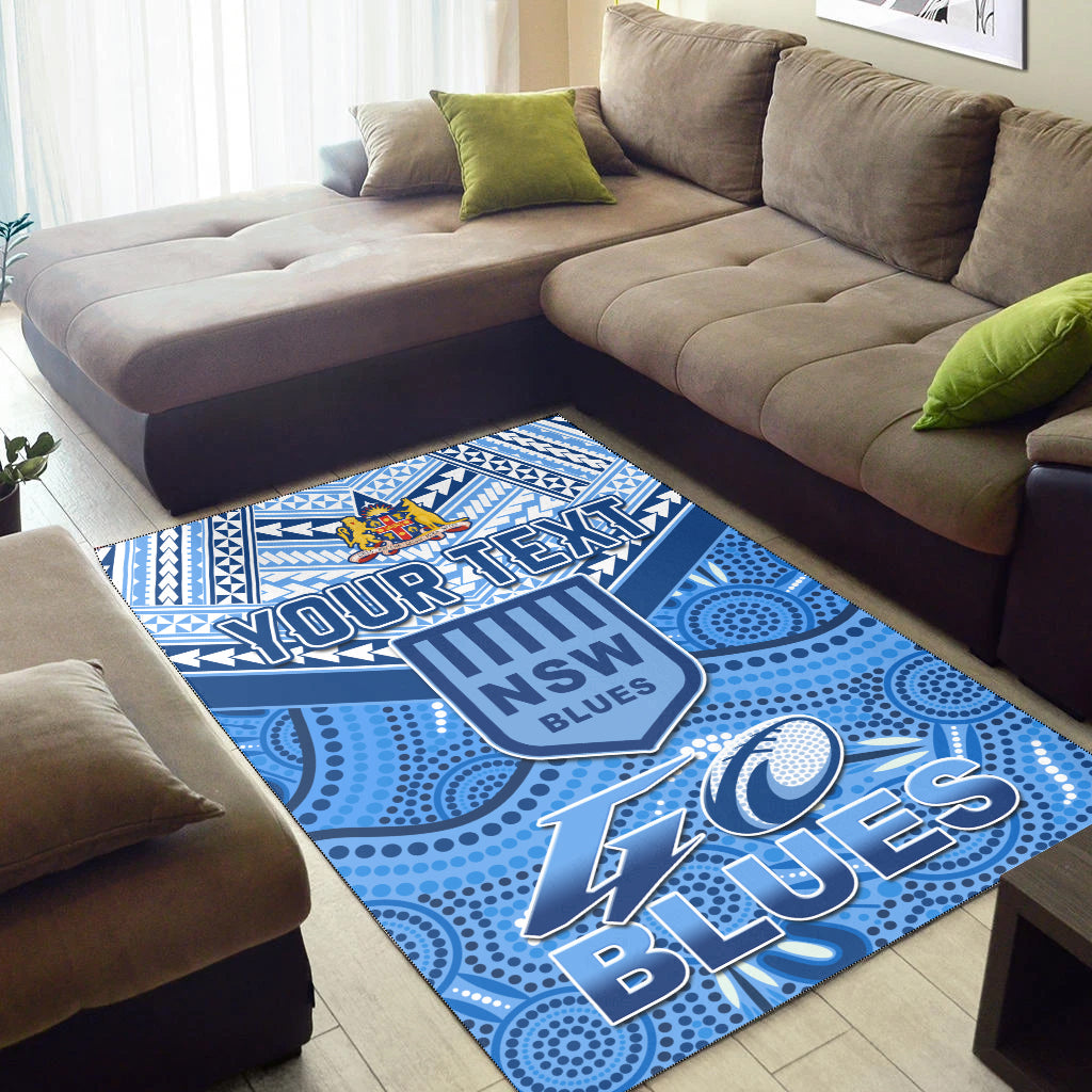 (Custom Personalised) NSW Blues Area Rug Aboriginal and Polynesia Admirable - Vibe Hoodie Shop