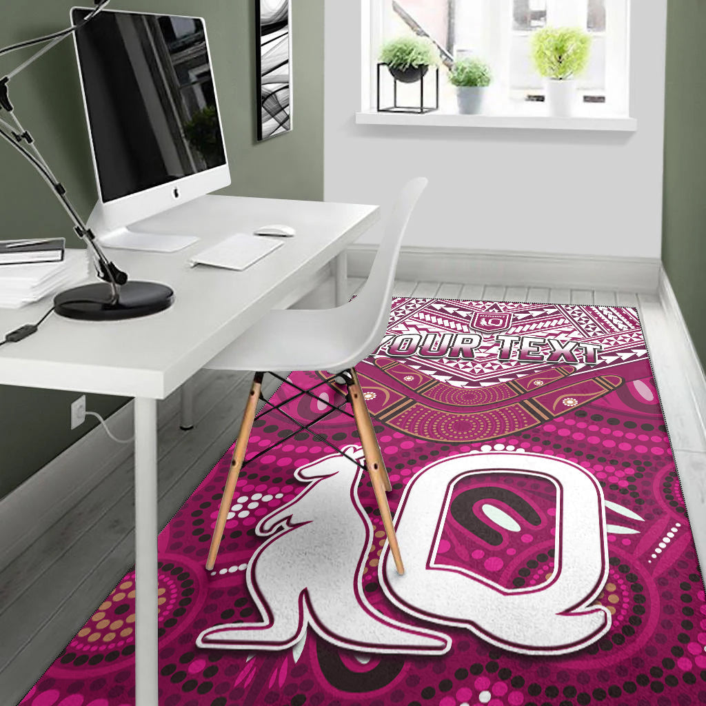 (Custom Personalised) QLD Maroons Area Rug Aboriginal and Polynesia Admirable - Vibe Hoodie Shop