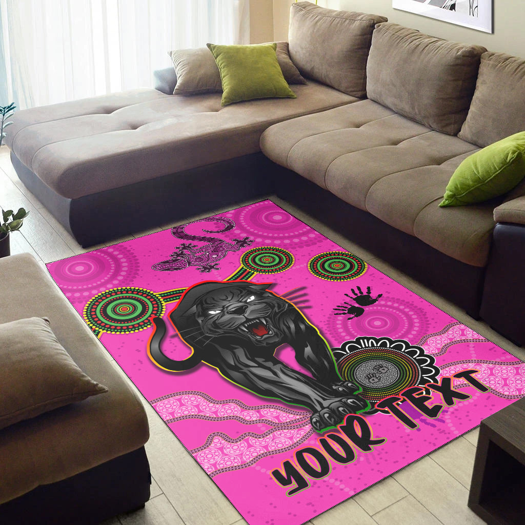 (Custom Personalised) Panthers Area Rug Aboriginal with Lizard - Vibe Hoodie Shop