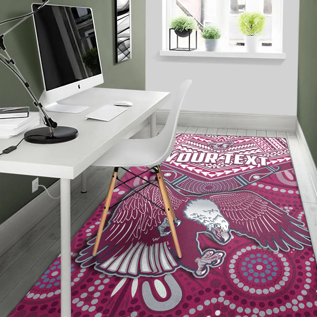 (Custom Personalised) Sea Eagles Rugby Area Rug Aboriginal and Polynesia Manly Warringah - Vibe Hoodie Shop