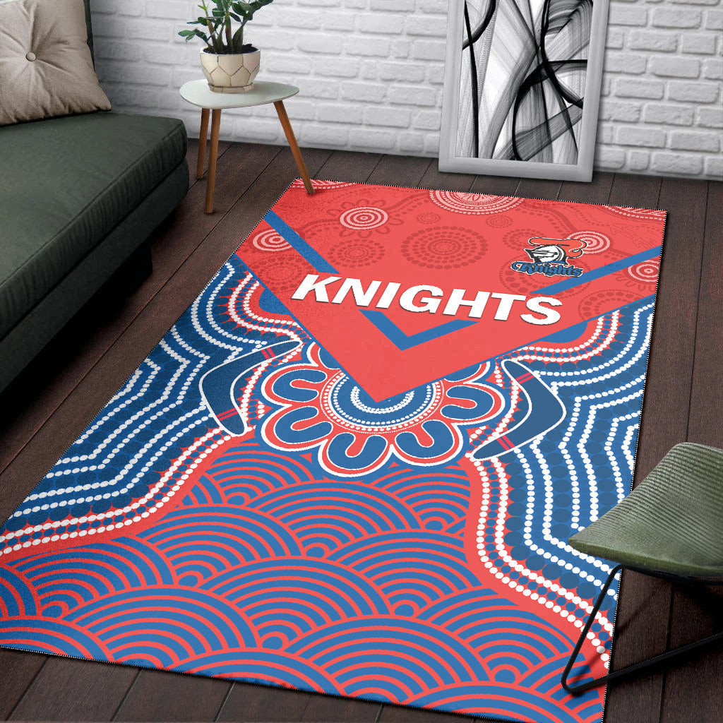 Knights Rugby Area Rug Novocastrians 1987 Aboriginal Art Ver.01 - Vibe Hoodie Shop