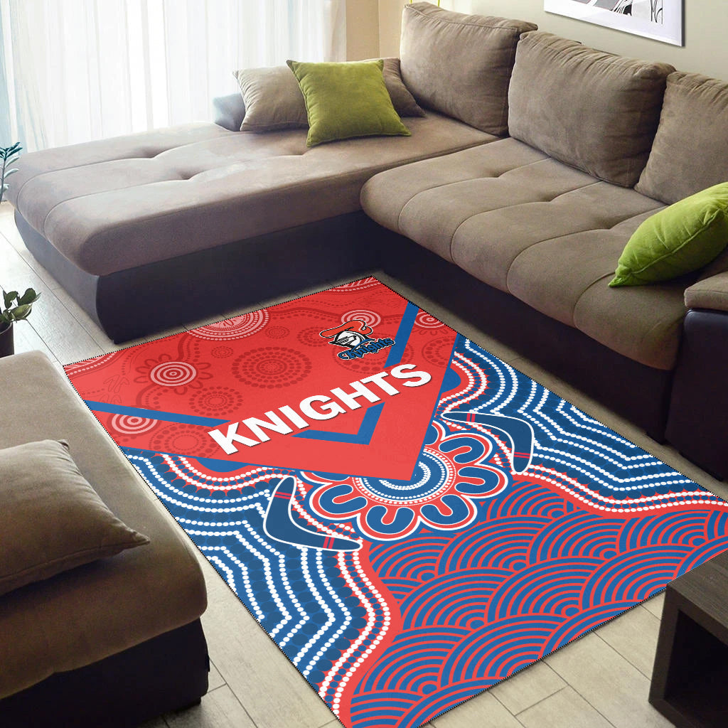 Knights Rugby Area Rug Novocastrians 1987 Aboriginal Art Ver.01 - Vibe Hoodie Shop