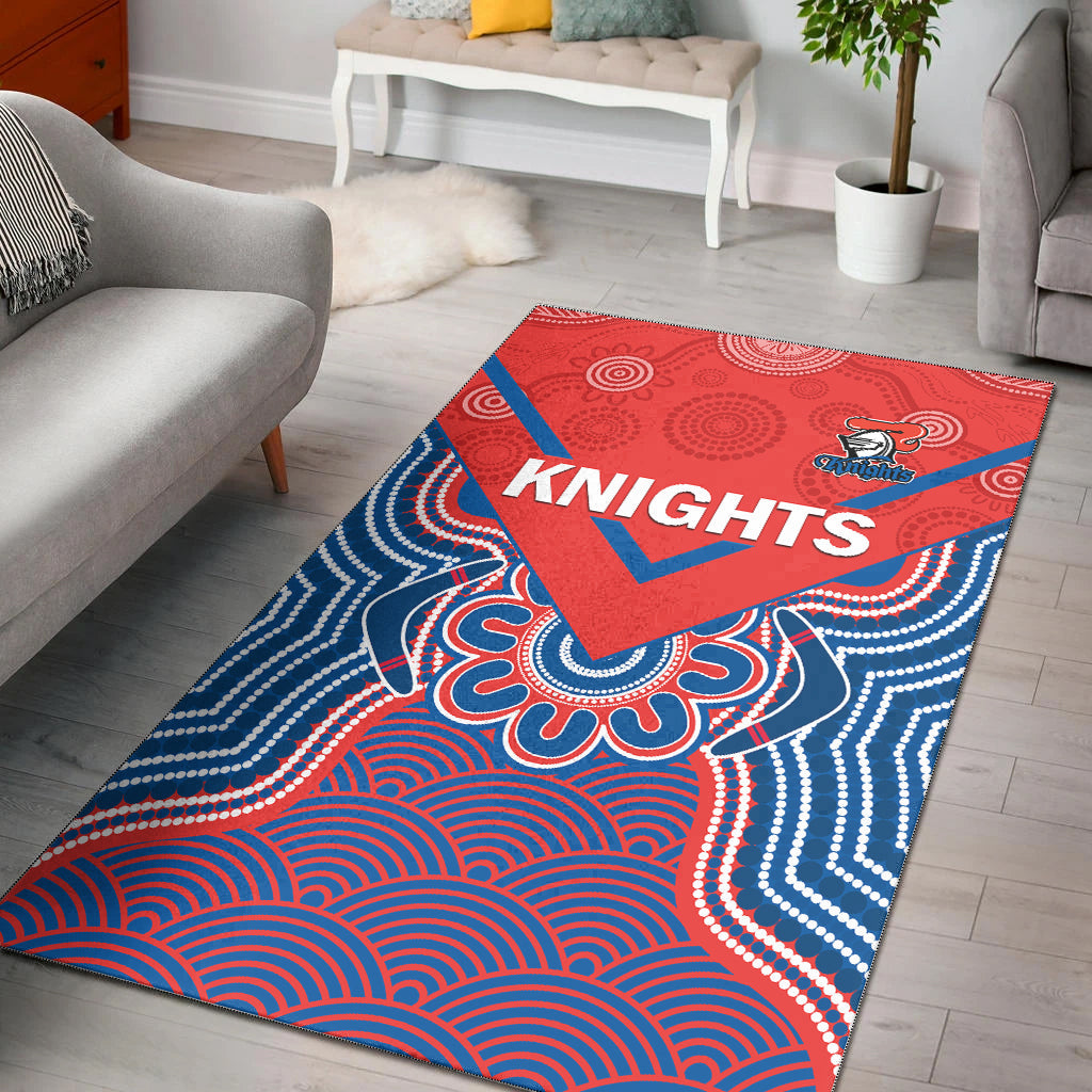 Knights Rugby Area Rug Novocastrians 1987 Aboriginal Art Ver.01 - Vibe Hoodie Shop