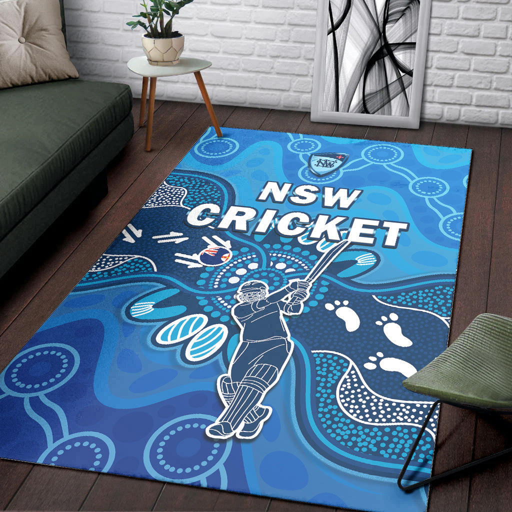 New South Wales Cricket Area Rug NSW 2022 Aboriginal Art - Vibe Hoodie Shop