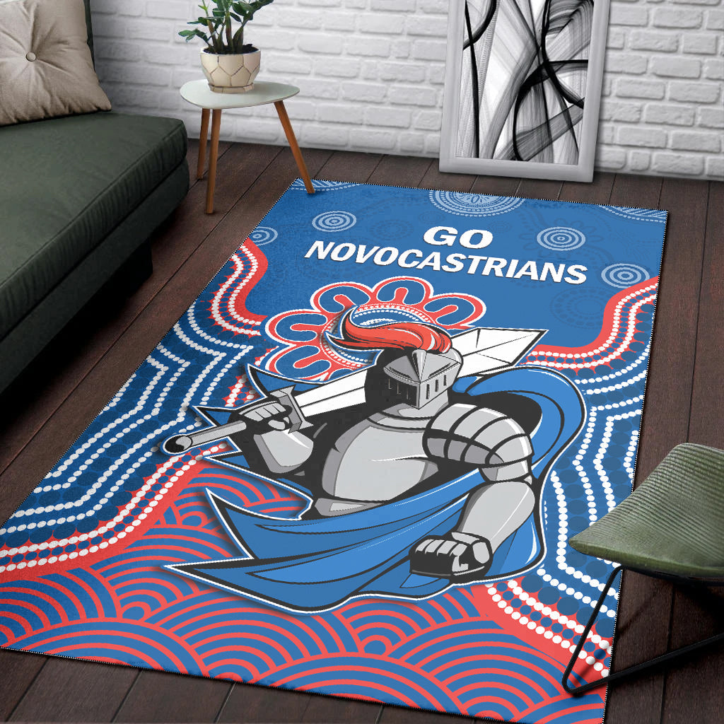 Knights Rugby Area Rug Novocastrians 1987 Aboriginal Art Ver.02 - Vibe Hoodie Shop