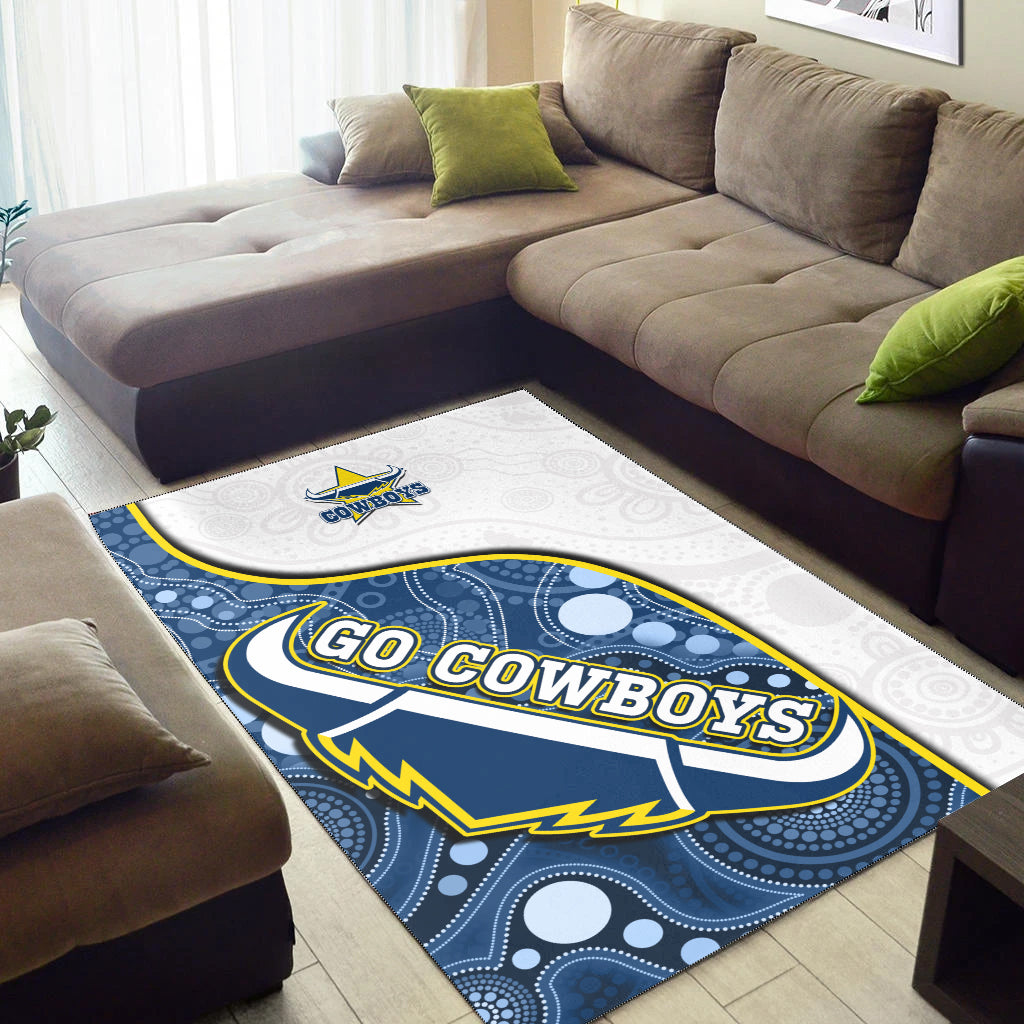 Cowboys Rugby Area Rug Indigenous Pattern 2022 Premiers Sporty Style - Vibe Hoodie Shop