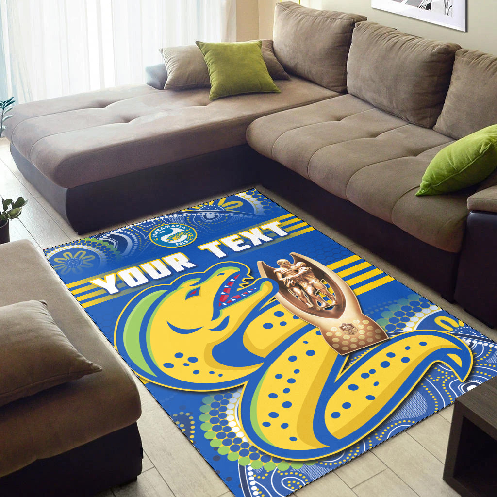 (Custom Personalised) Parramatta Rugby Area Rug Eels Premiers 2022 Indigenous Artsy - Vibe Hoodie Shop