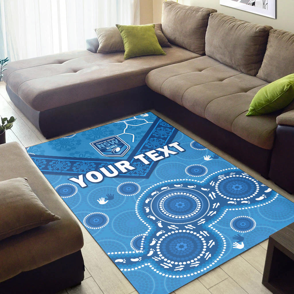 (Custom Personalised) NSW Blues Rugby Area Rug New South Wales Aboriginal Dot Painting Unique Version - Vibe Hoodie Shop