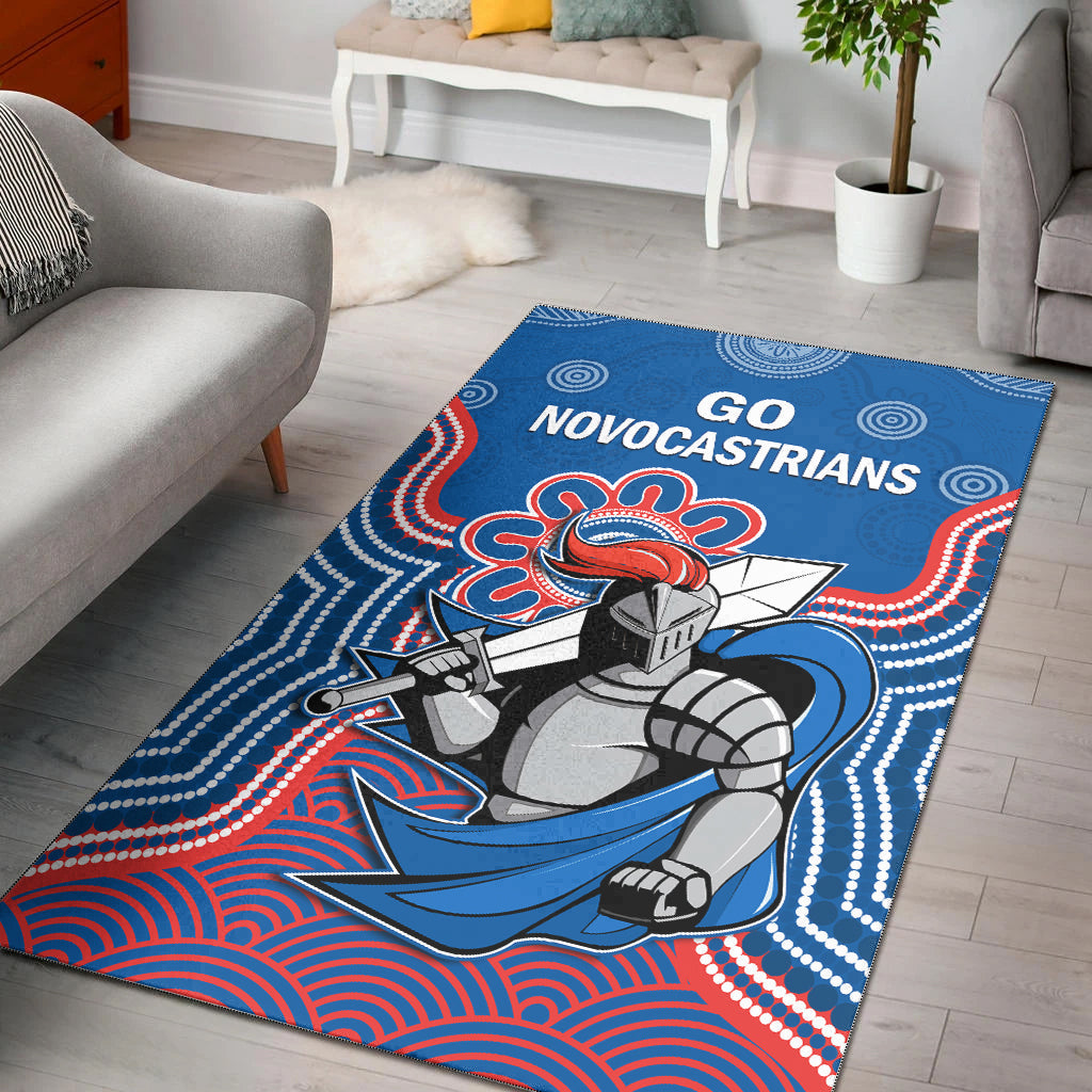 Knights Rugby Area Rug Novocastrians 1987 Aboriginal Art Ver.02 - Vibe Hoodie Shop