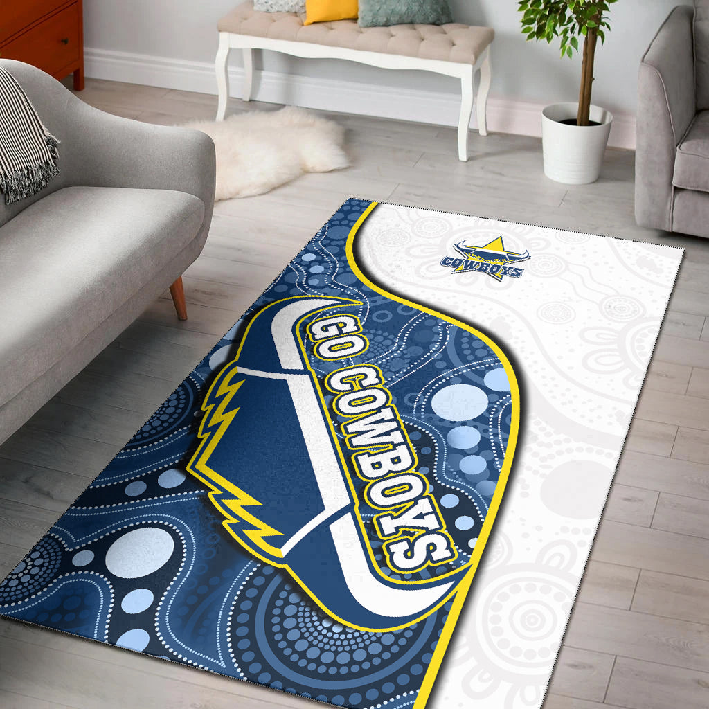 Cowboys Rugby Area Rug Indigenous Pattern 2022 Premiers Sporty Style - Vibe Hoodie Shop