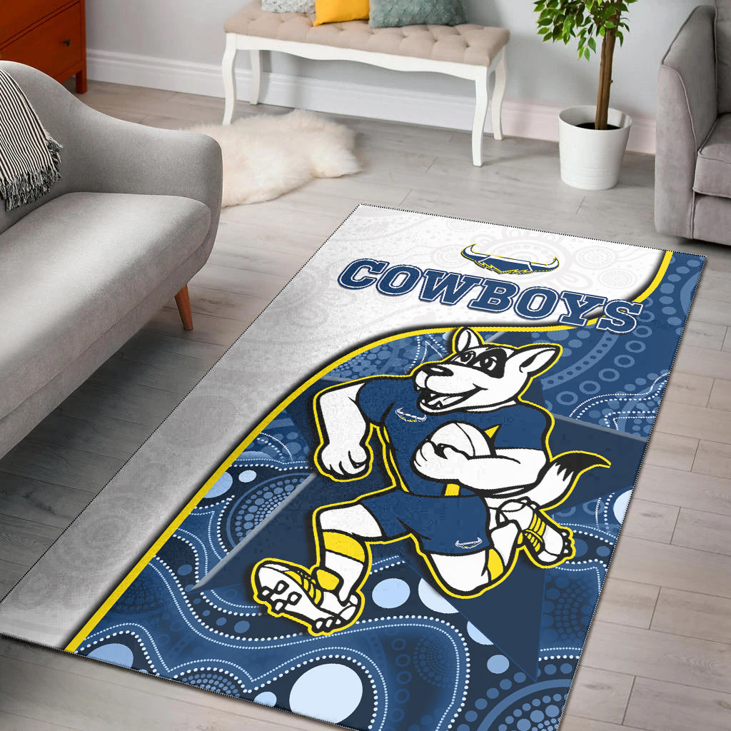 Cowboys Rugby Area Rug Macost Indigenous Pattern 2022 Premiers - Vibe Hoodie Shop