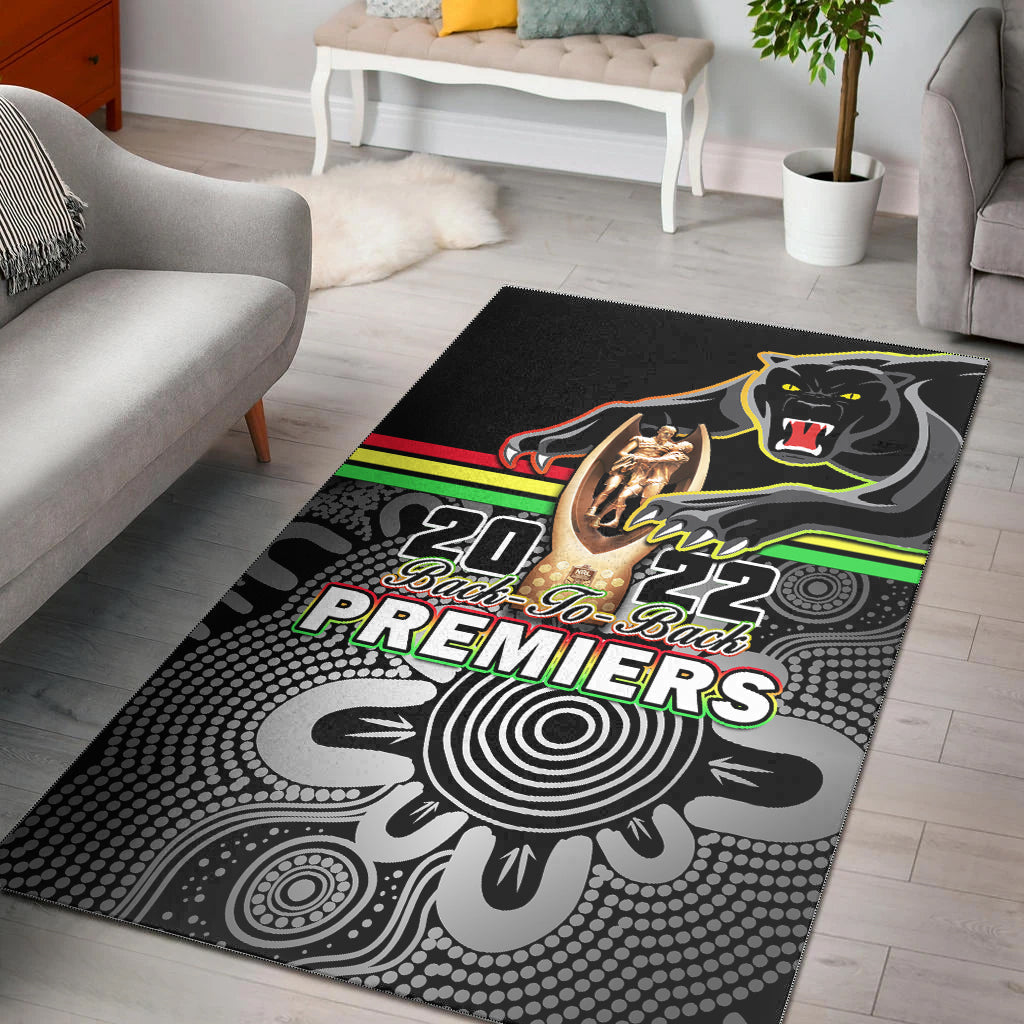 Panthers Rugby Area Rug Pennies Premiers 2022 Back To Back Indigenous Original - Vibe Hoodie Shop