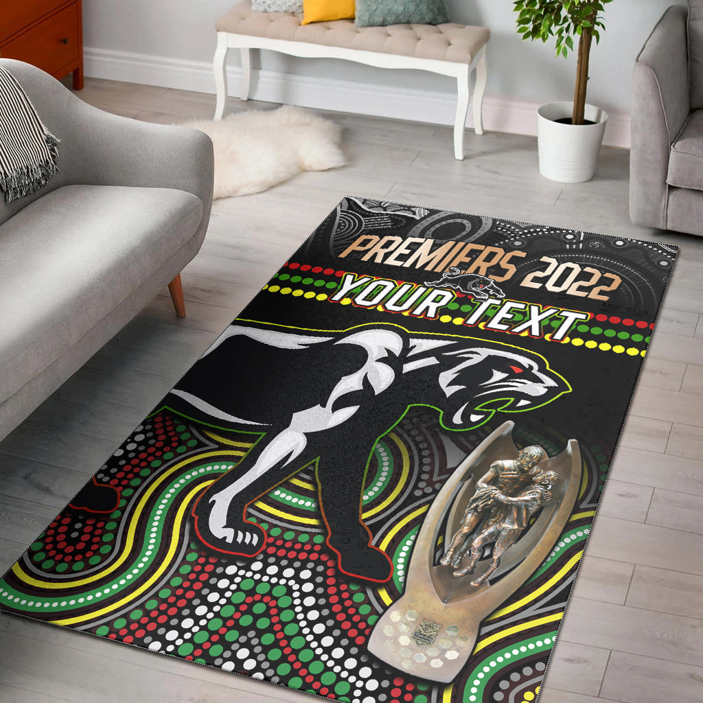 Custom Personalised Panthers Rugby Area Rug Premiers 2022 Back to Back Champions - Vibe Hoodie Shop