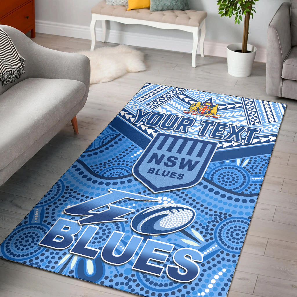 (Custom Personalised) NSW Blues Area Rug Aboriginal and Polynesia Admirable - Vibe Hoodie Shop