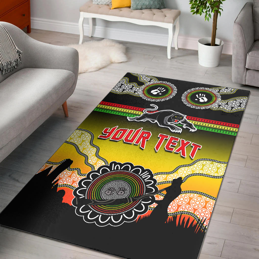 (Custom Personalised) Panthers Area Rug Go The Mighty Penrith Aboriginal - Vibe Hoodie Shop